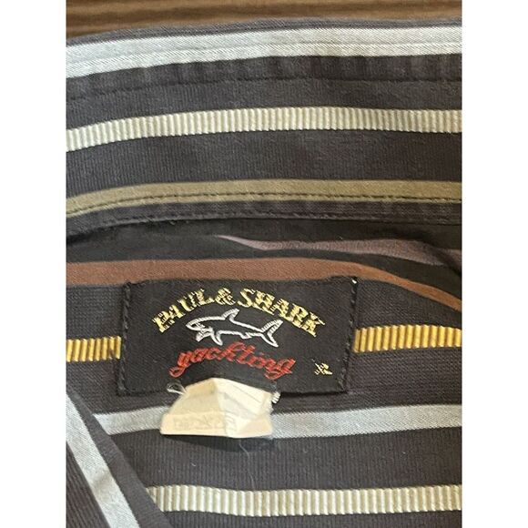 Paul & Shark Yachting XL Multicolor Striped Button Down L/S Cotton Shirt - Picture 3 of 5
